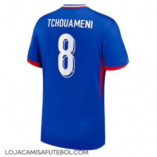 Camisa de Futebol França Aurelien Tchouameni #8 Equipamento Principal Europeu 2024 Manga Curta